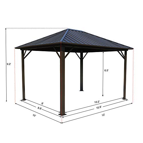 10'x12' Hardtop Metal Gazebo with Sidewalls Curtains N55620