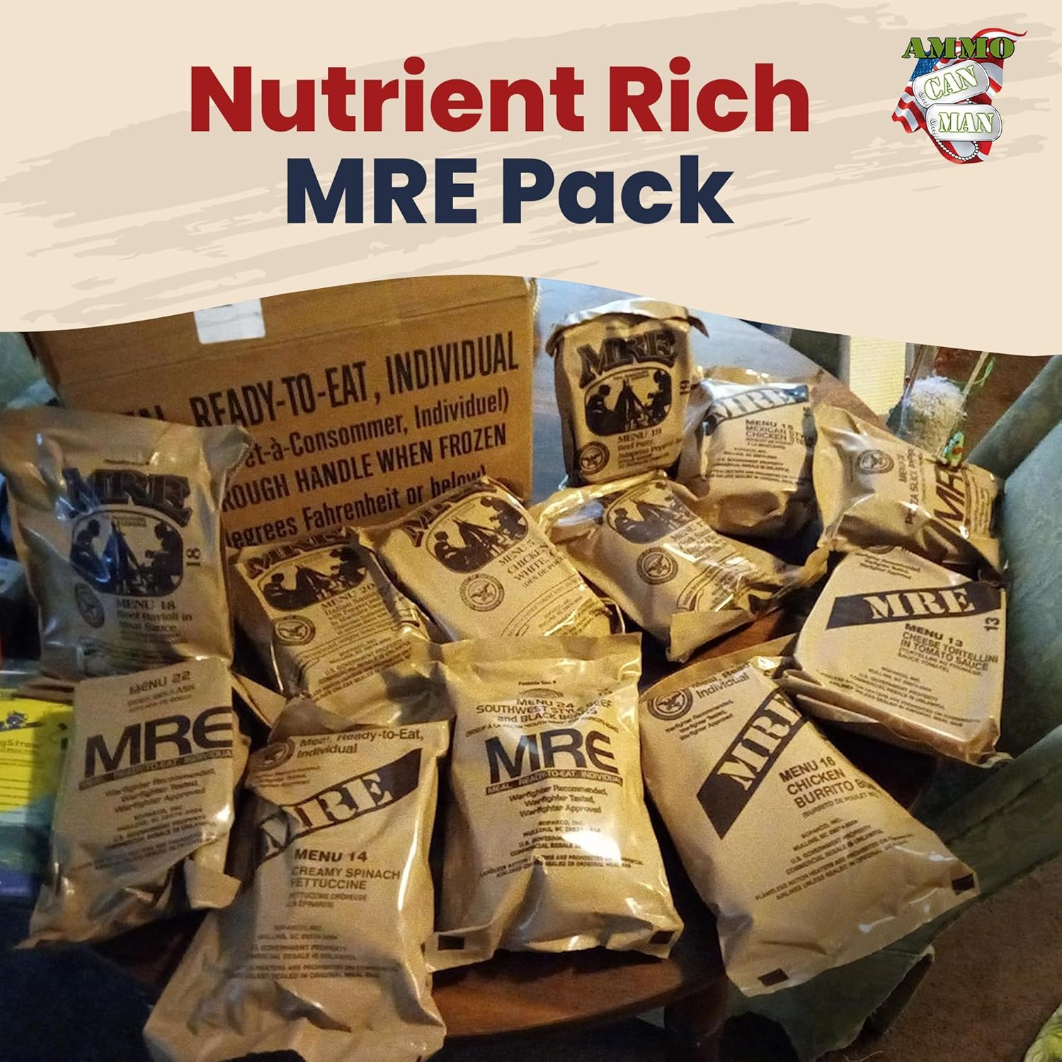 12 Pack MRE with Flameless Heaters and Freeze Dried Meals V20337