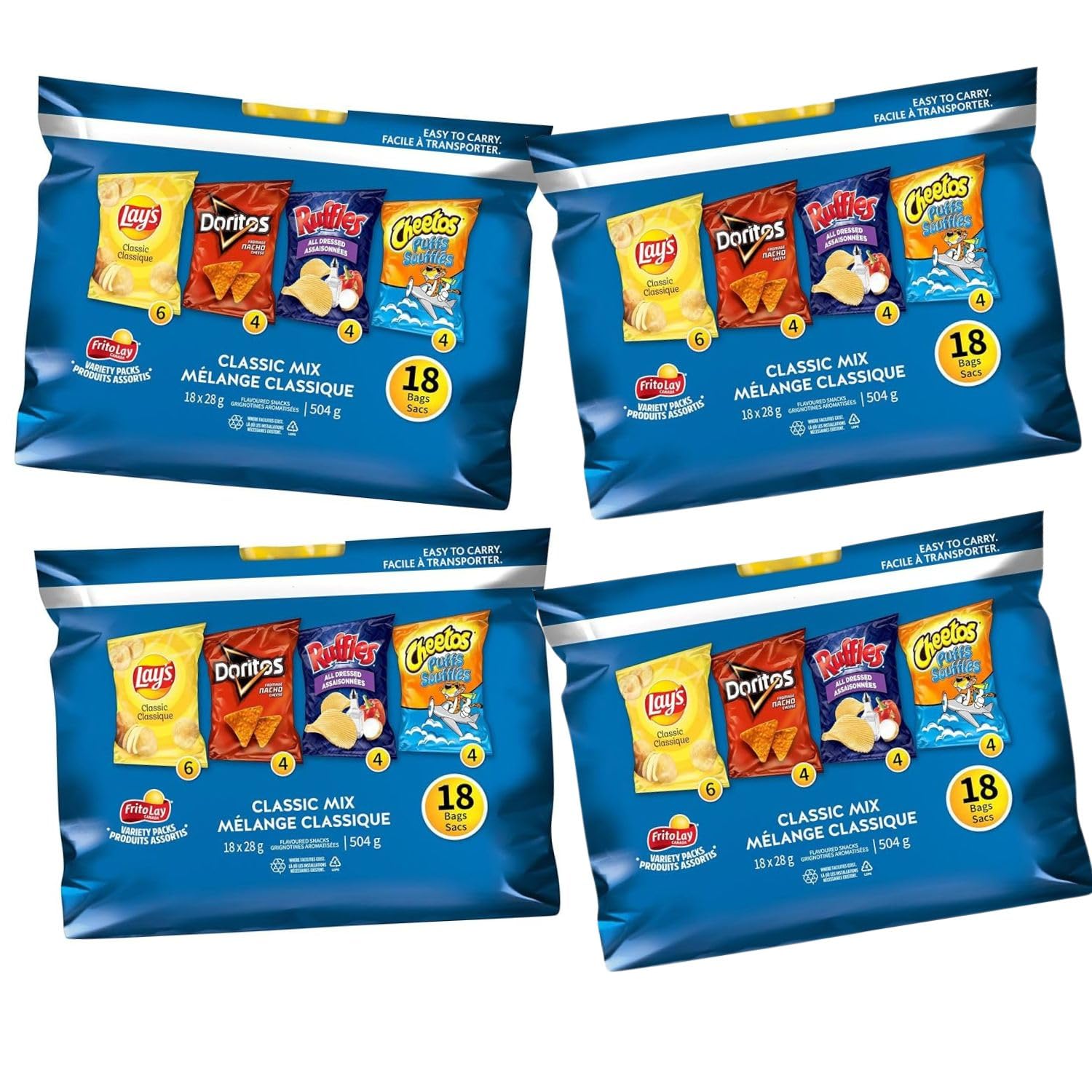 Pack of 4 (18ct x 28g/1 oz.) Variety Chips D44947