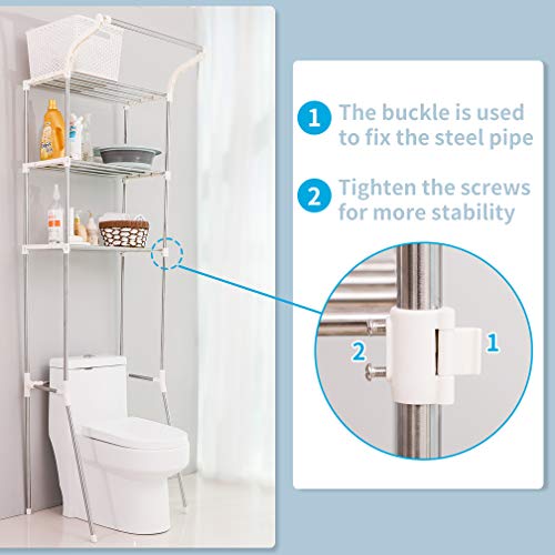 3-Tier Laundry Room Shelf with Clothes Hanging Rod F4017