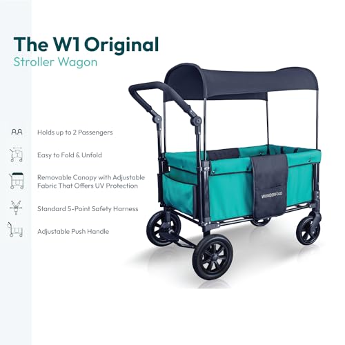 Teal Green Double Stroller Wagon with 5-Point Harnesses U827