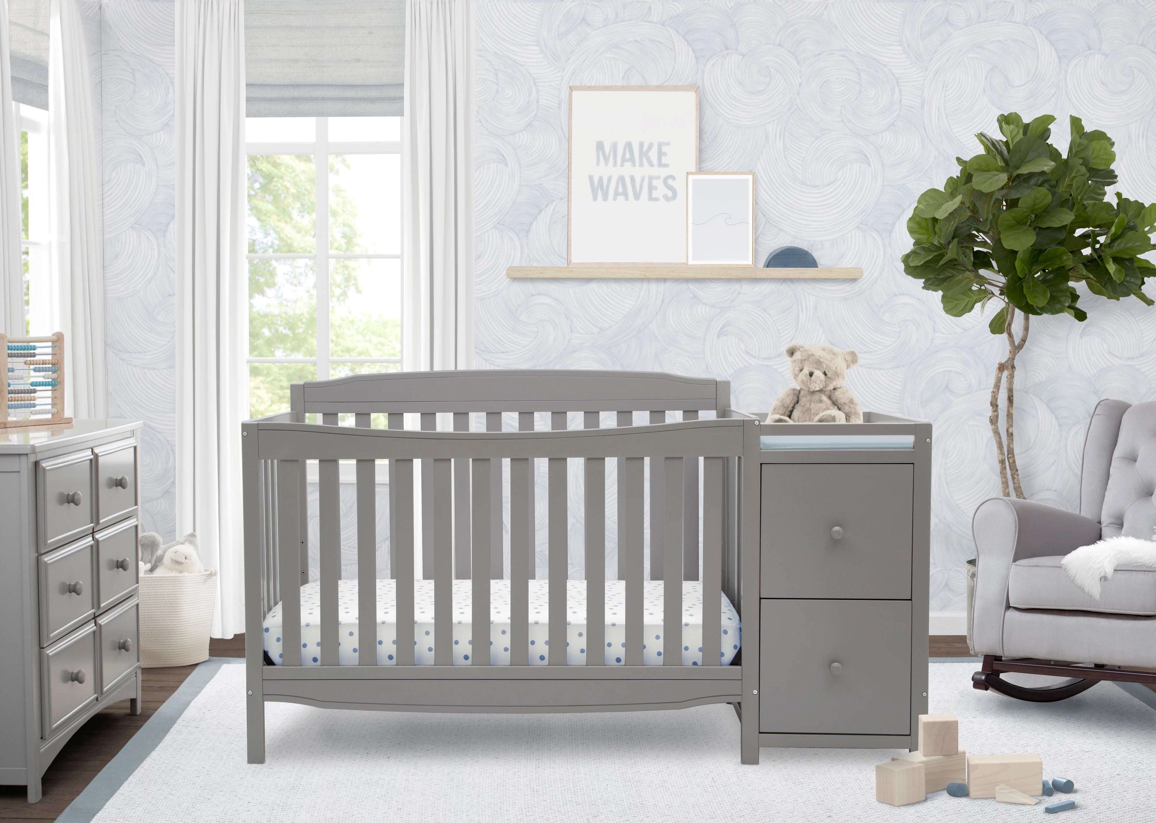 Gray Convertible Crib and Changer A3778