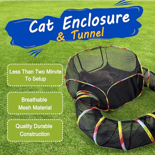 Outdoor Cat Enclosure Portable Cat Tents Cage Free Cat Playpen Pet Enclosure Cat Tunnel Outdoor Playground S49166