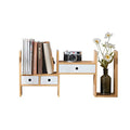 Bamboo Desktop Bookshelf with Drawer Expandable Desk Organizer, 77*35cm B614