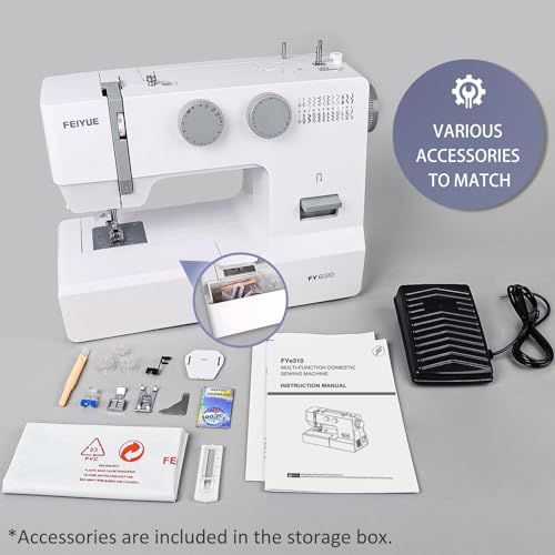 Full Size Sewing Machine with Foot Pedal, Heavy Duty, Portable, Servo Motor, 25 Built-in Stitches, 6 Bobbins, 5 Sewing Feet L59301