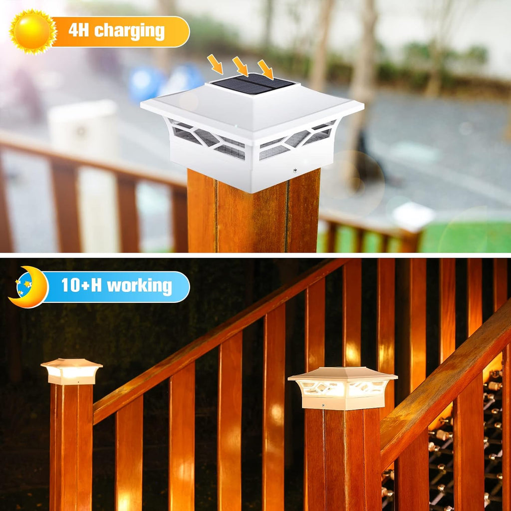 12 Pack White Solar Post Cap Lights and 6 Pack Black Solar Fence Post Cap Lights S9820