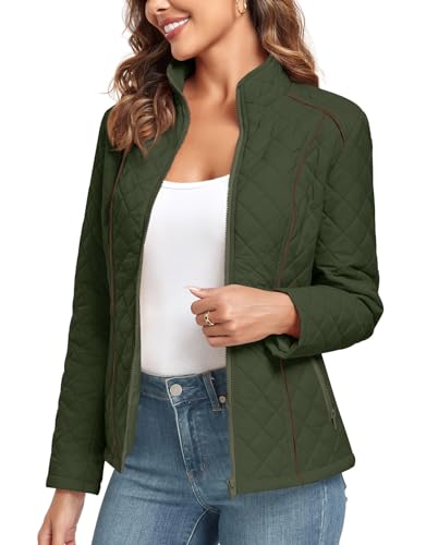 Lightweight Full Zip Diamond Quilted Coat O98254