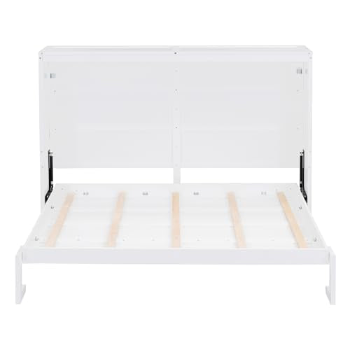 White Full Size Murphy Bed with Storage Cabinets G631