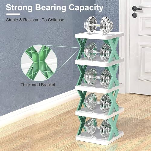 Green Plastic 9 Tier Narrow Shoe Rack S254974