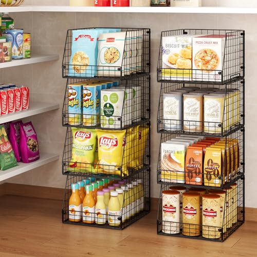 4 Pack XXL Stackable Wire Storage Basket S29203