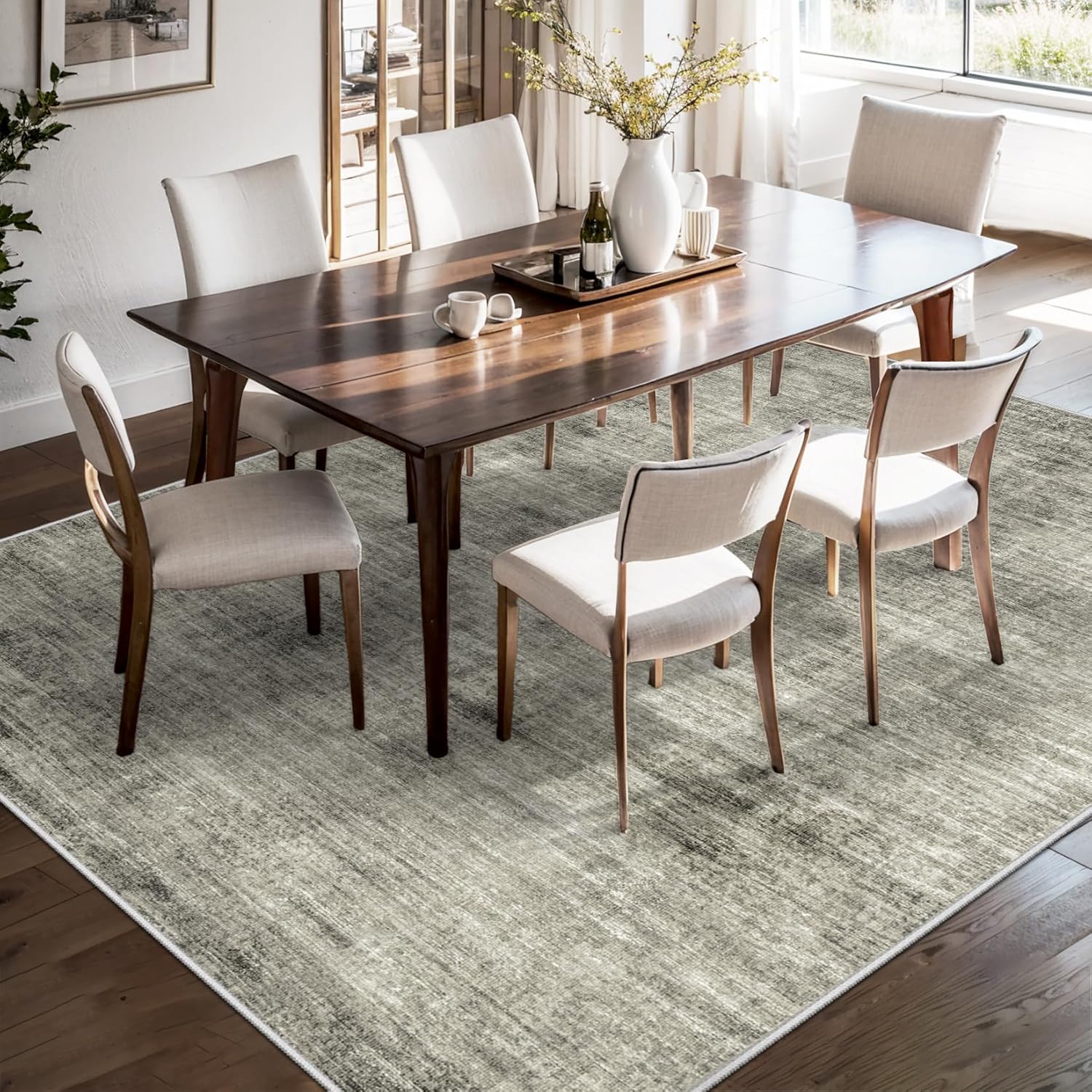 9x12 Washable Non Slip Grey Area Rug L574