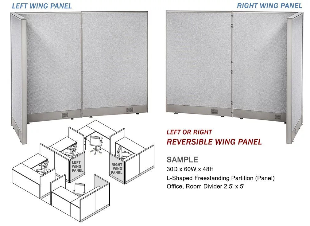 L-Shaped Freestanding Office Partition 78D x 90W x 48H X925