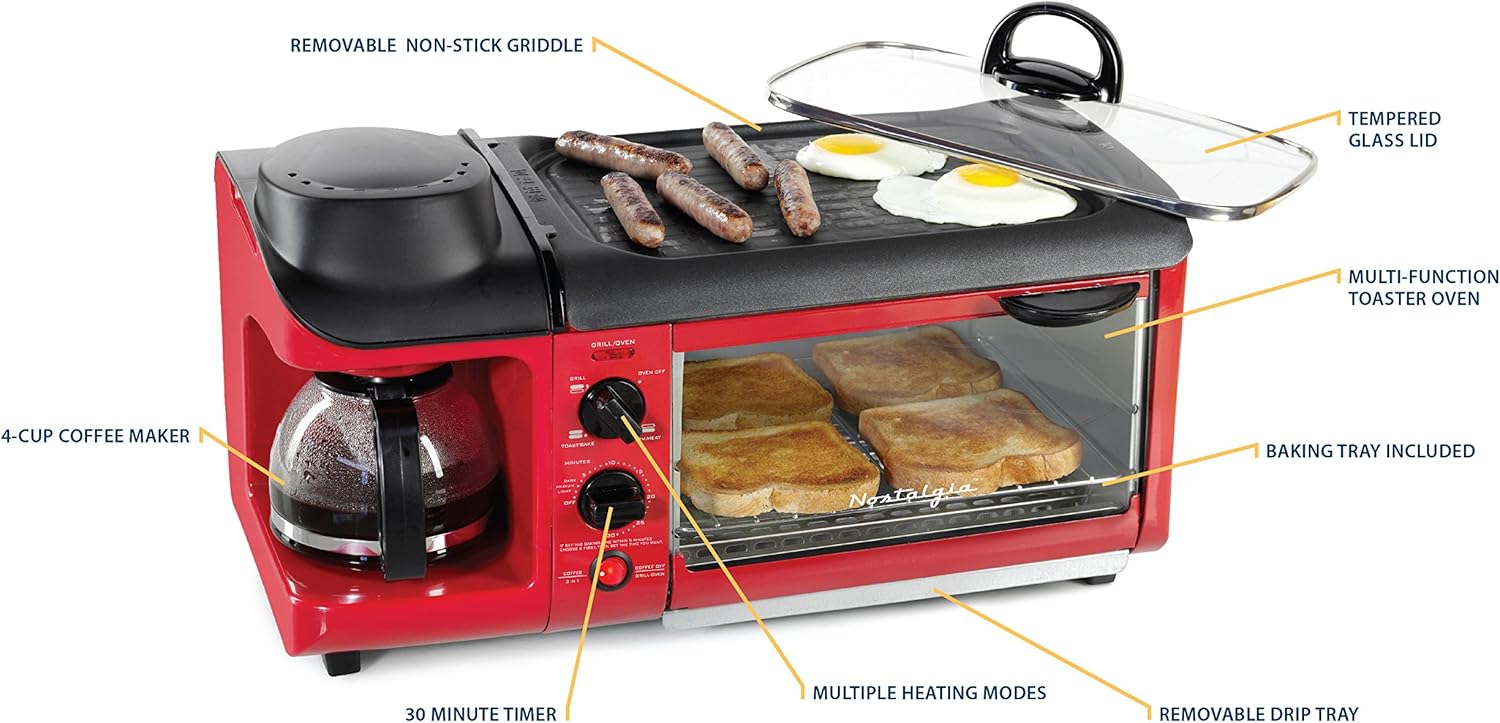 3-in-1 Family Size Breakfast Station, Red K648416