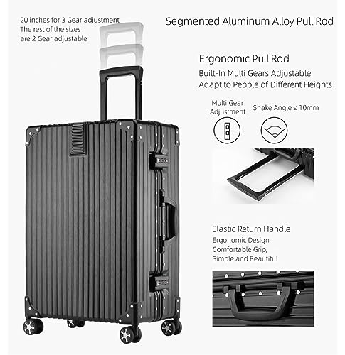 Aluminum Frame Hardside Luggage with Spinner Wheels and TSA Lock, 26 inch, Rose Gold+White R22117