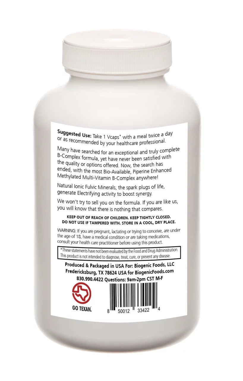 Methylated B1 B20 Multi-Vitamin and Fulvic Minerals Veggie Caps E100298