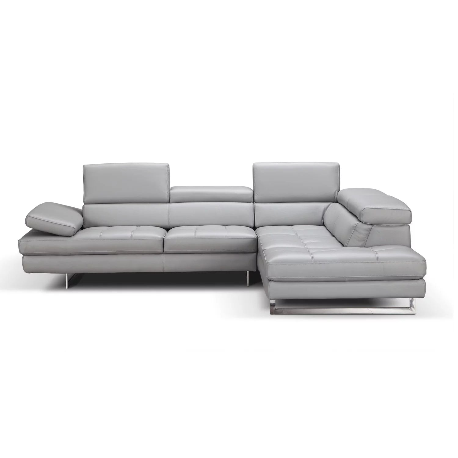Italian Leather Sectional Light Grey X16587