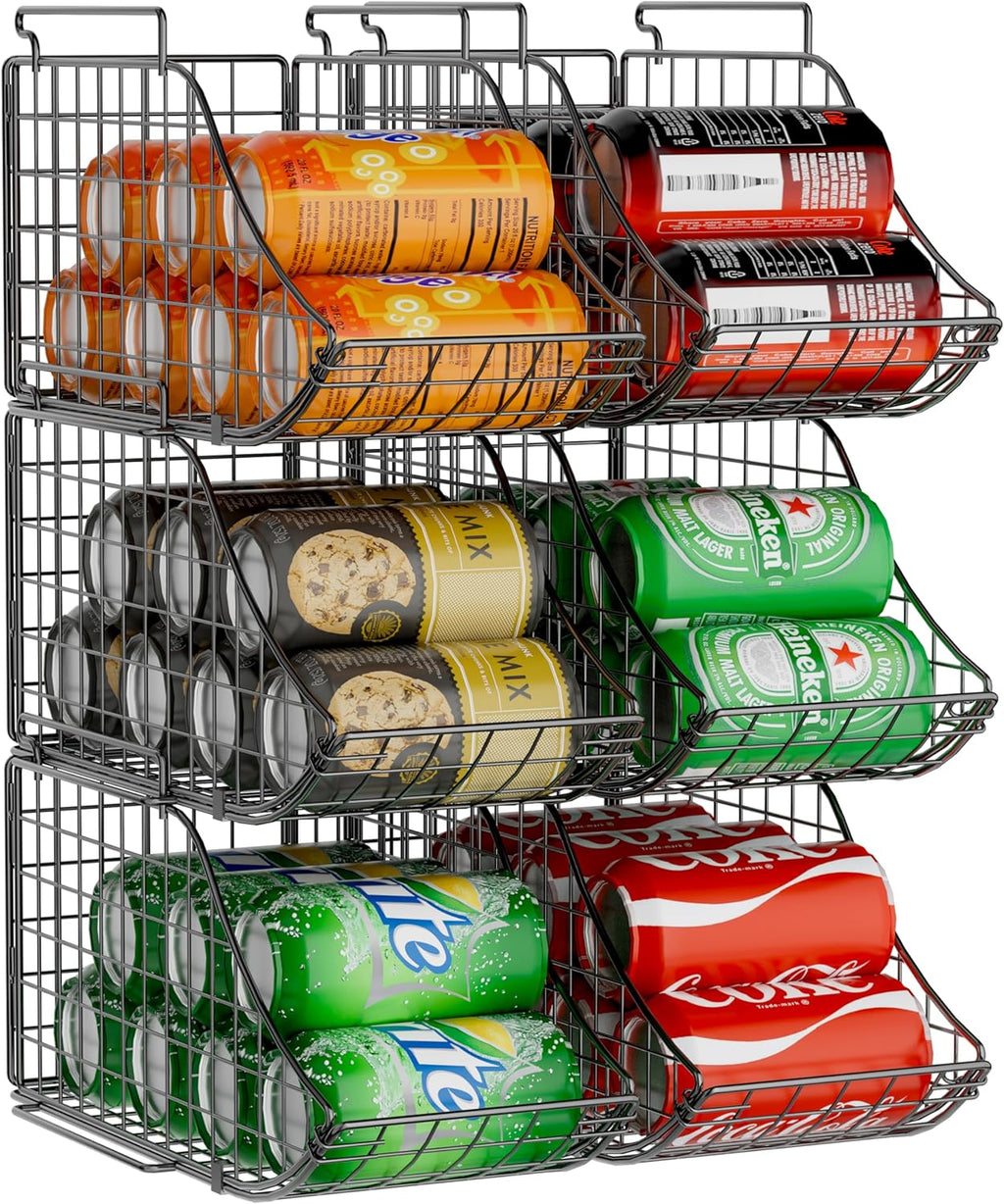 Black 6 pack Stackable Can Storage Organizer Y2811