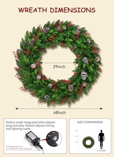 24 Inch Pre-Lit Artificial Christmas Wreath with 50 Lights W385743