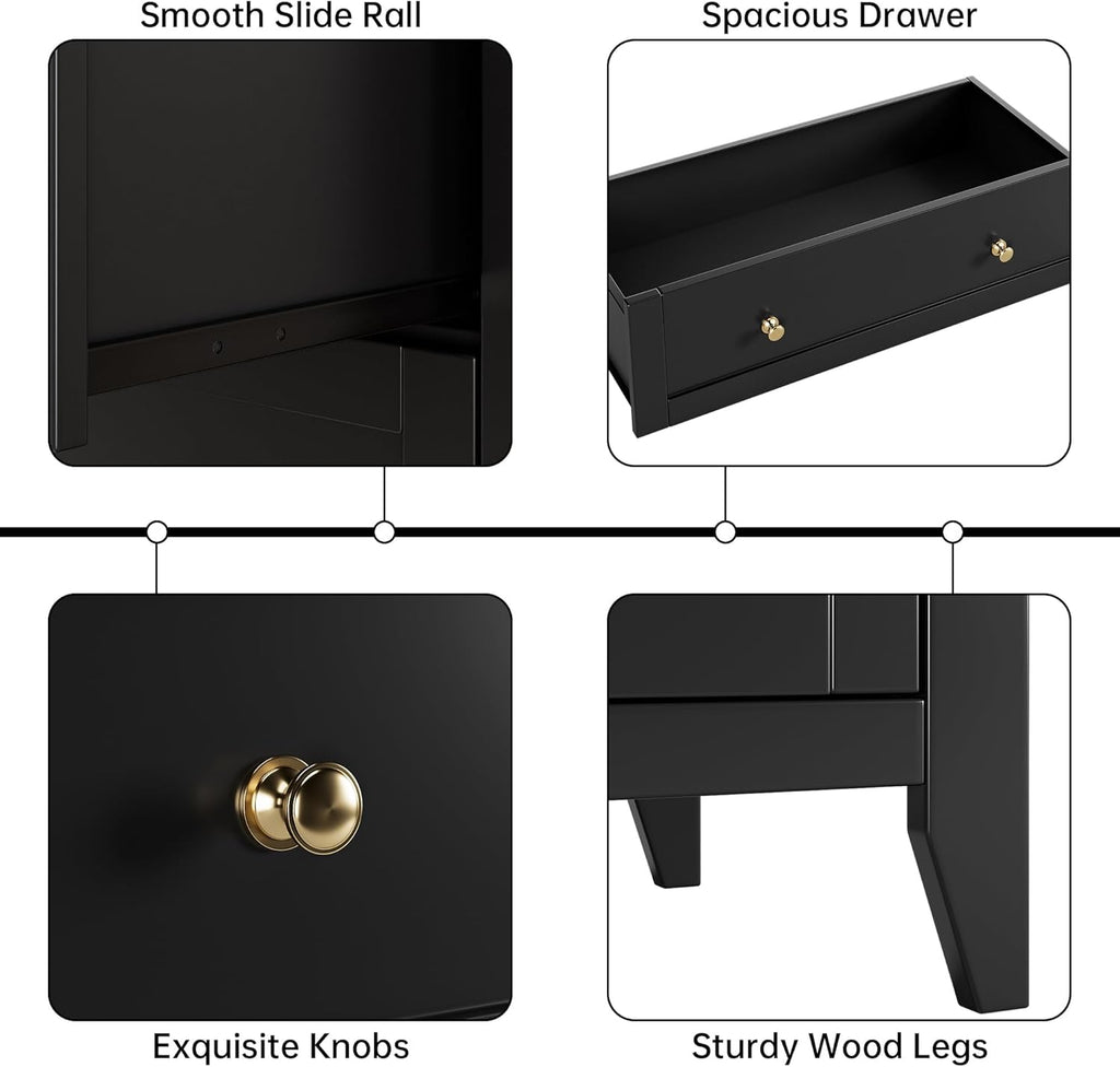 Black 5 Drawer Wood Dresser R7578