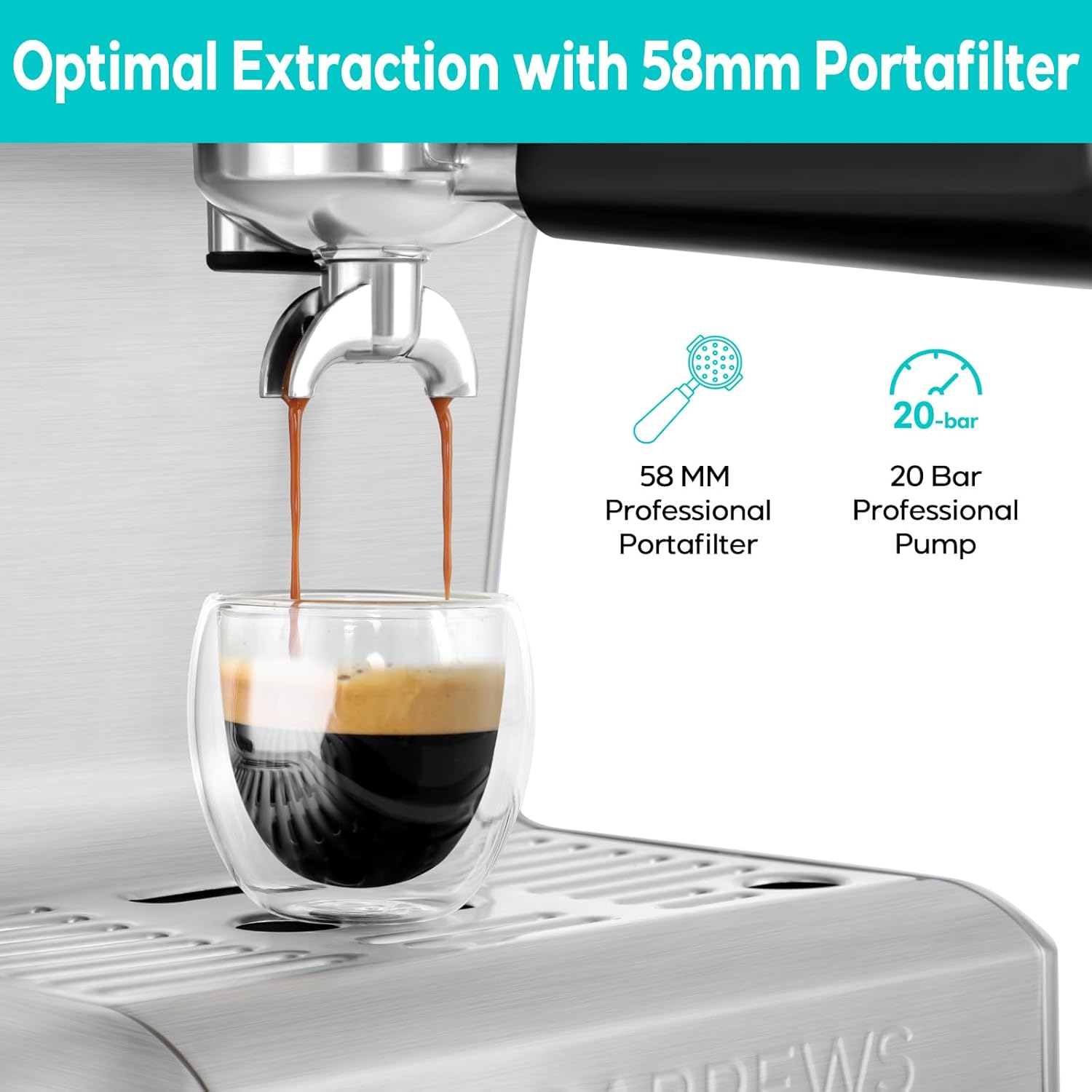Espresso Machine with LCD Display and Milk Frother Steam Wand I312