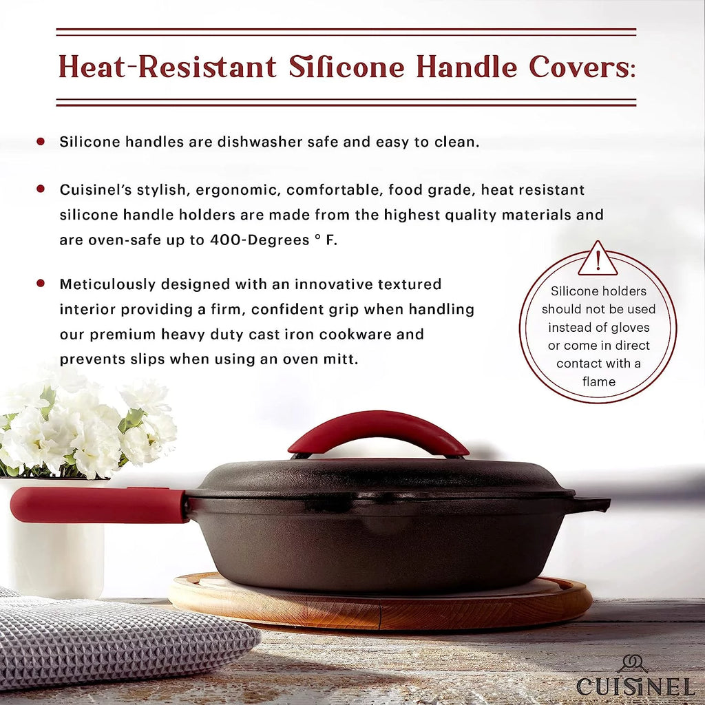 Pre-Seasoned Cast Iron Skillet Set with Lids U247