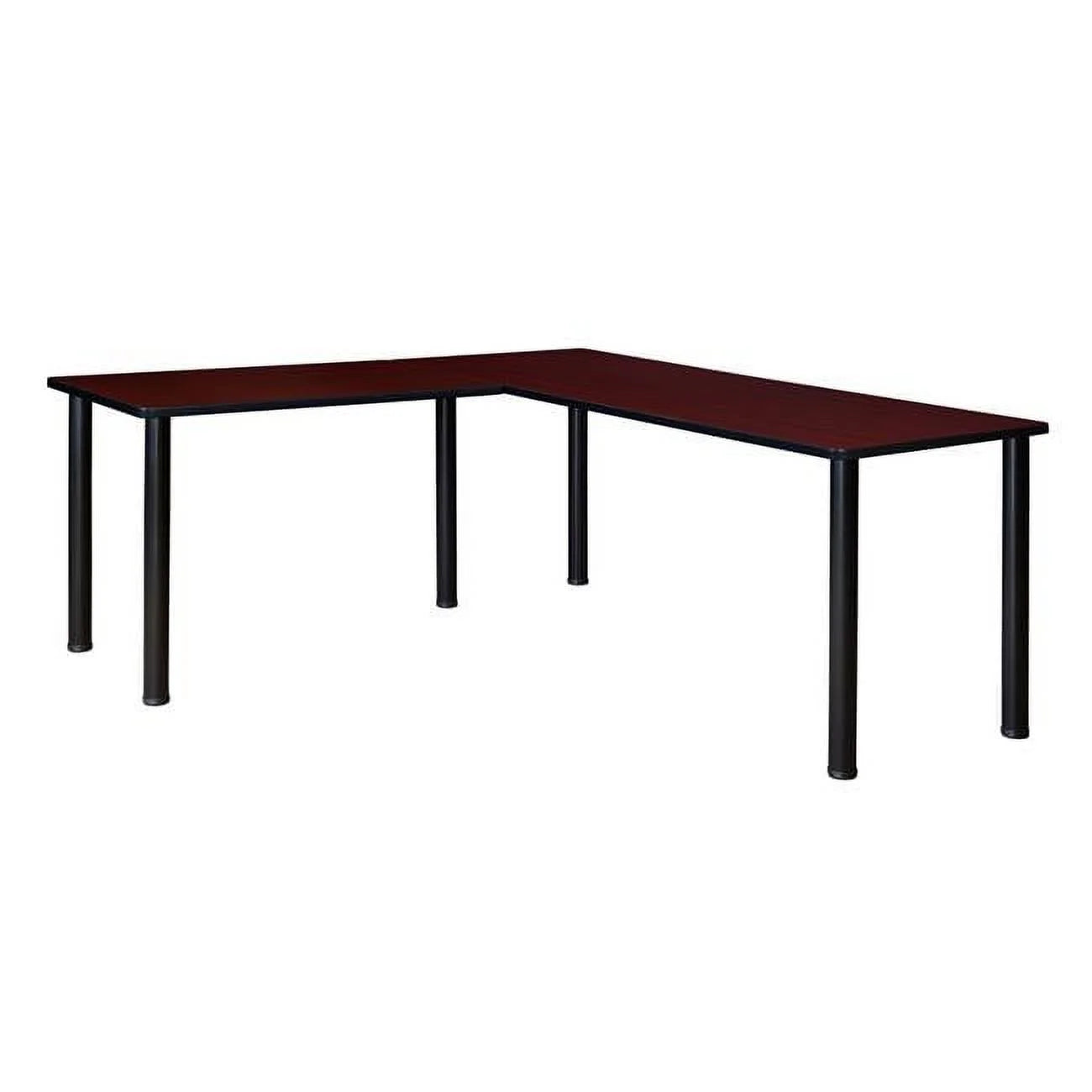 Mahogany & Black L-Desk with Return V8305