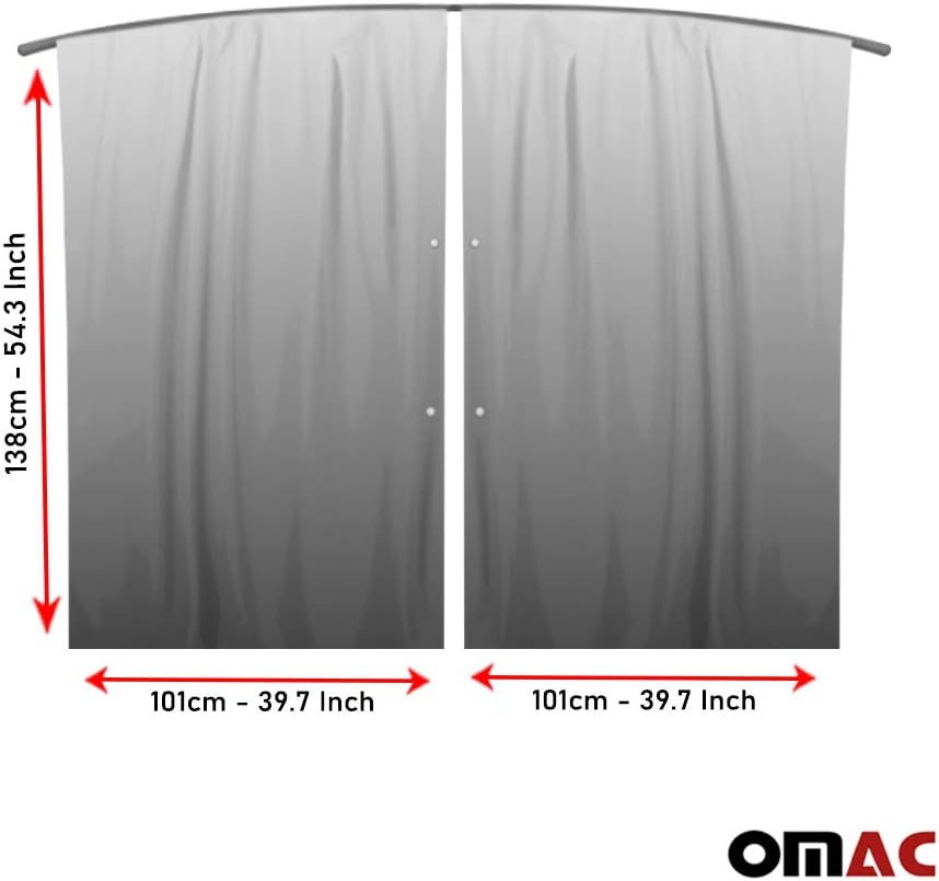 Grey Van Divider Curtains Sunshade Blinds Kit 2 pcs. Curtains 1pcs. Profiles Screws V5243