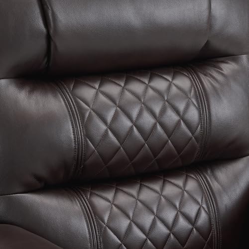 Brown Faux Leather Power Recliner Chair with Heat and Vibration Massage U6264
