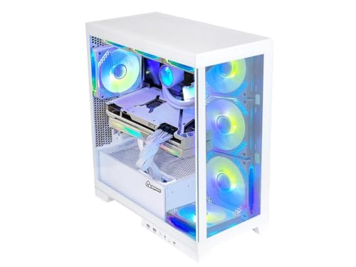 White Gaming PC Desktop Computer with AMD Ryzen 7 5700X, RTX 4060 8G, 32GB DDR4 RAM, 1TB M.2 PCIE + 2TB SATA SSD, Windows 11 Pro J579