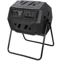 Black Dual Chamber Tumbling 43 Gallon Composter with Steel Frame N4859