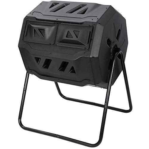 Black Dual Chamber Tumbling 43 Gallon Composter with Steel Frame N4859