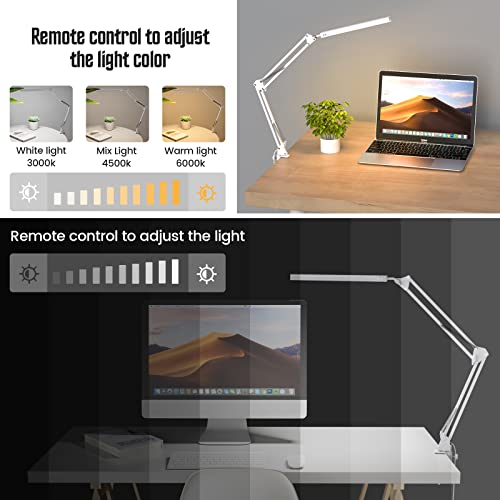 LED Desk Lamp with Clamp, 3 Lighting 10 Brightness Modes, Black E6114