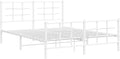 White Steel Metal Bed Frame Double Bed with Headboard Footboard H68388