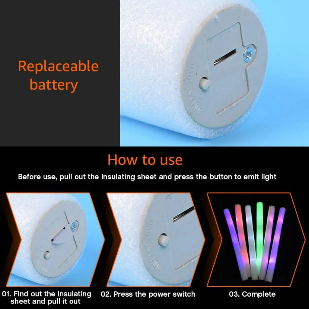 100PCS 18in LED Glow Foam Sticks Wands Batons G194